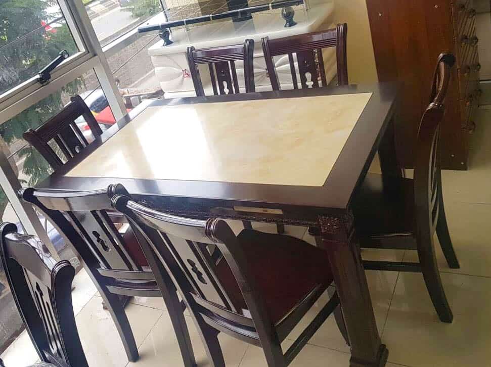 Wood Dining Table & 6 Chairs