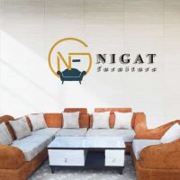 Modern Orange and White Sectional Sofa