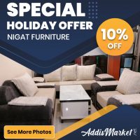 Brown and White Fabric Sectional Sofa