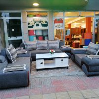 Blue and Grey Sectional Sofa (L-Shaped)