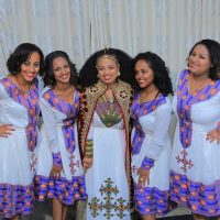 Beautiful Bride with her beautiful bridesmaids 
 Habesha Dress & Fashion