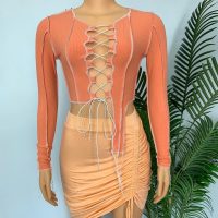 Our  Lace UP Long Sleeve Crop Top 
Search Top = hf300055
Search Skirt = hf300058 Habesha Girls